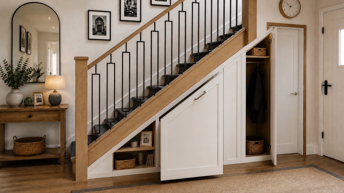 Under-stairs storage design example
